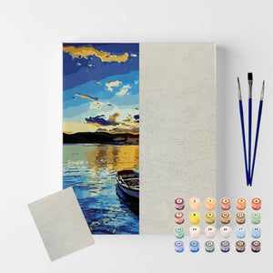 Kit Pintura Numerada em Tela - Céu Azul - 40x50cm