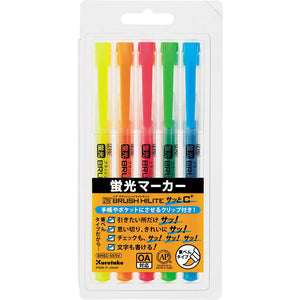 Marca Texto Kuretake Brush High Lite Quick C - Estojo com 5