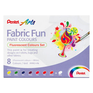 Tinta Para Tecido Pentel Fabric Fun - 8 Cores Fluorescentes
