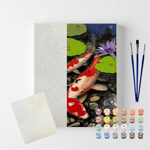 Kit Pintura Numerada em Tela - Carpas - 40x50cm