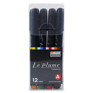 Marcador Le Plume 12 Cores - Marcador Artístico à Base de Álcool com Ponta Brush