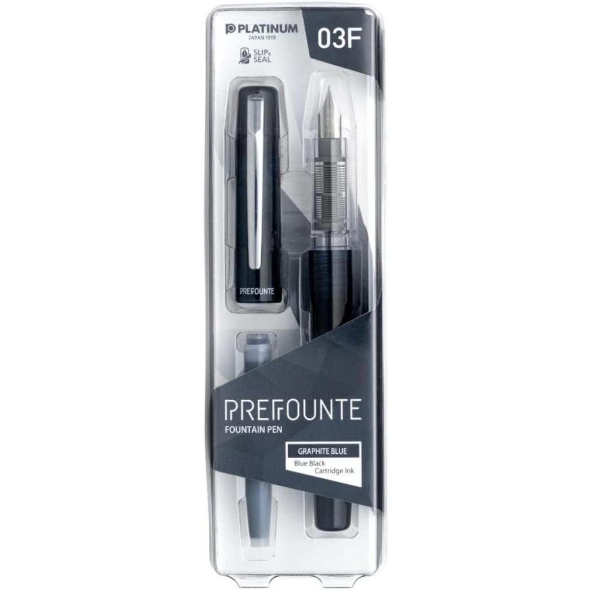 Caneta Tinteiro Platinum Prefounte 0,3 - Graphite Blue