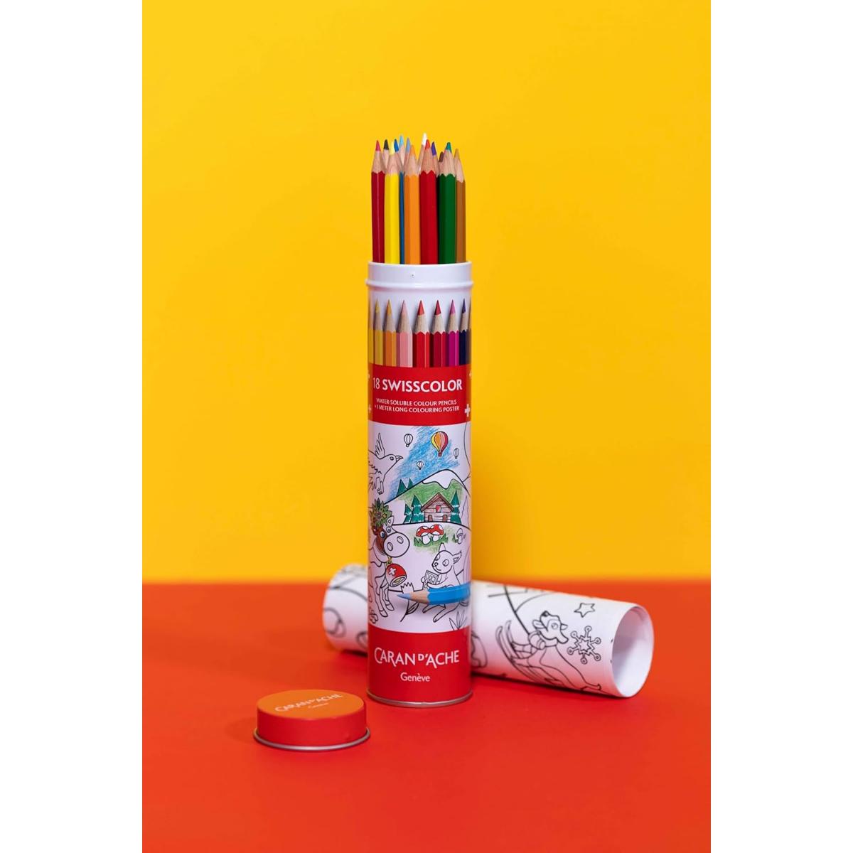 Lápis de Cor Aquarelável Caran D´Ache Swisscolor - 18 Cores Ed Limitada