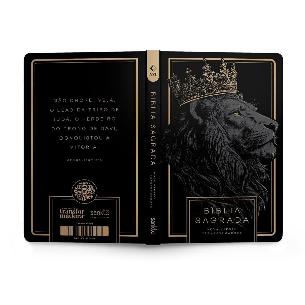 Bíblia Sagrada NVT Letra Normal  - Leão All Black - Capa dura
