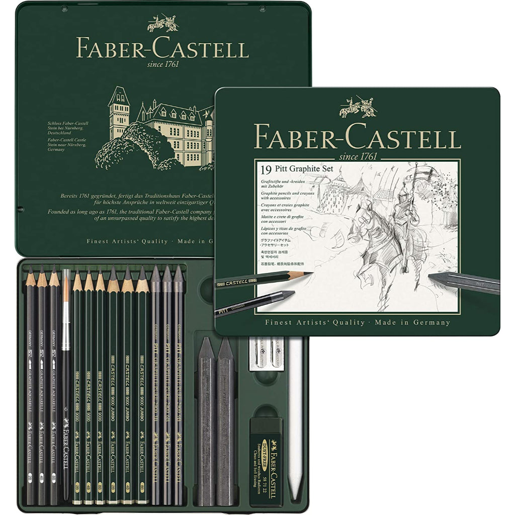 Lápis de Esboço Faber Castell Pitt Graphite - Kit 19 Peças
