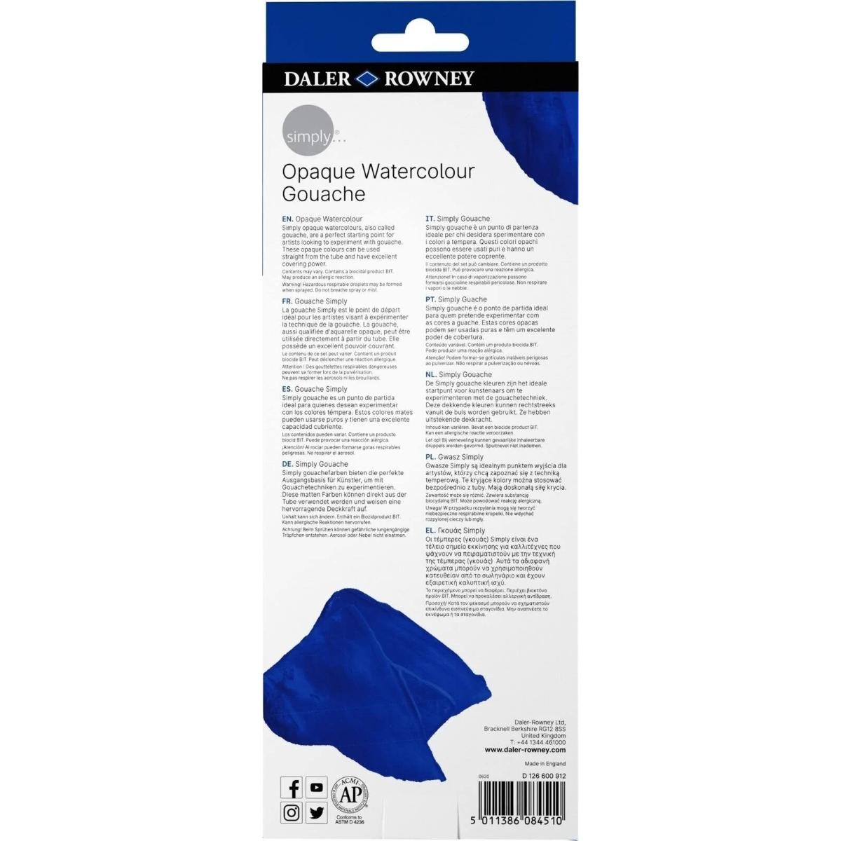 Tinta Guache Simply Daler & Rowney 12ml - 12 Cores