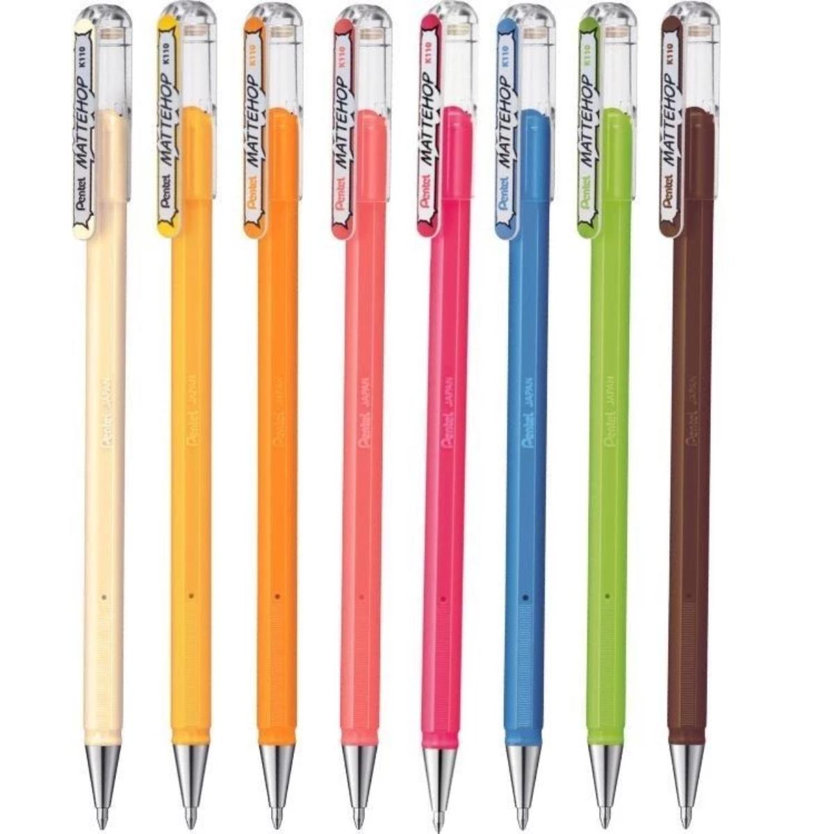 Caneta Gel Pentel Mattehop - Kit com 8 Cores