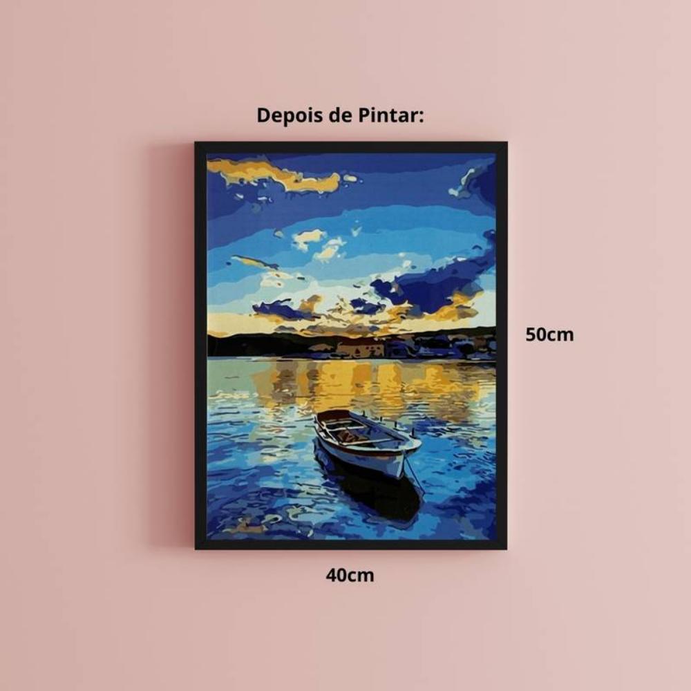 Kit Pintura Numerada em Tela - Céu Azul - 40x50cm