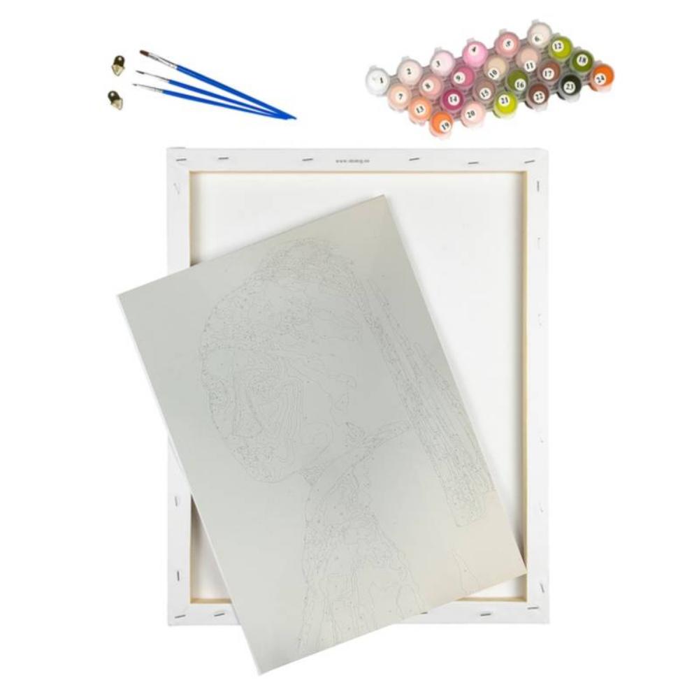 Kit Pintura Numerada em Tela - Vermeer - Moça com Brinco de Pérola - 40x50cm