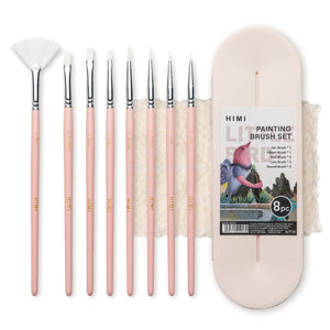 Kit Pincel para Guache HIMI com 8 – Cabo Rosa