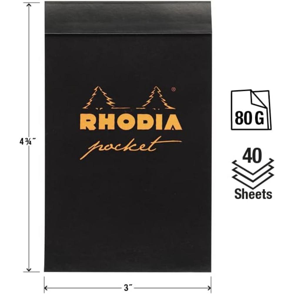 Caderno Rhodia Dot Pocket - Black - 7,5 x 12cm - Pontilhado - 8559C