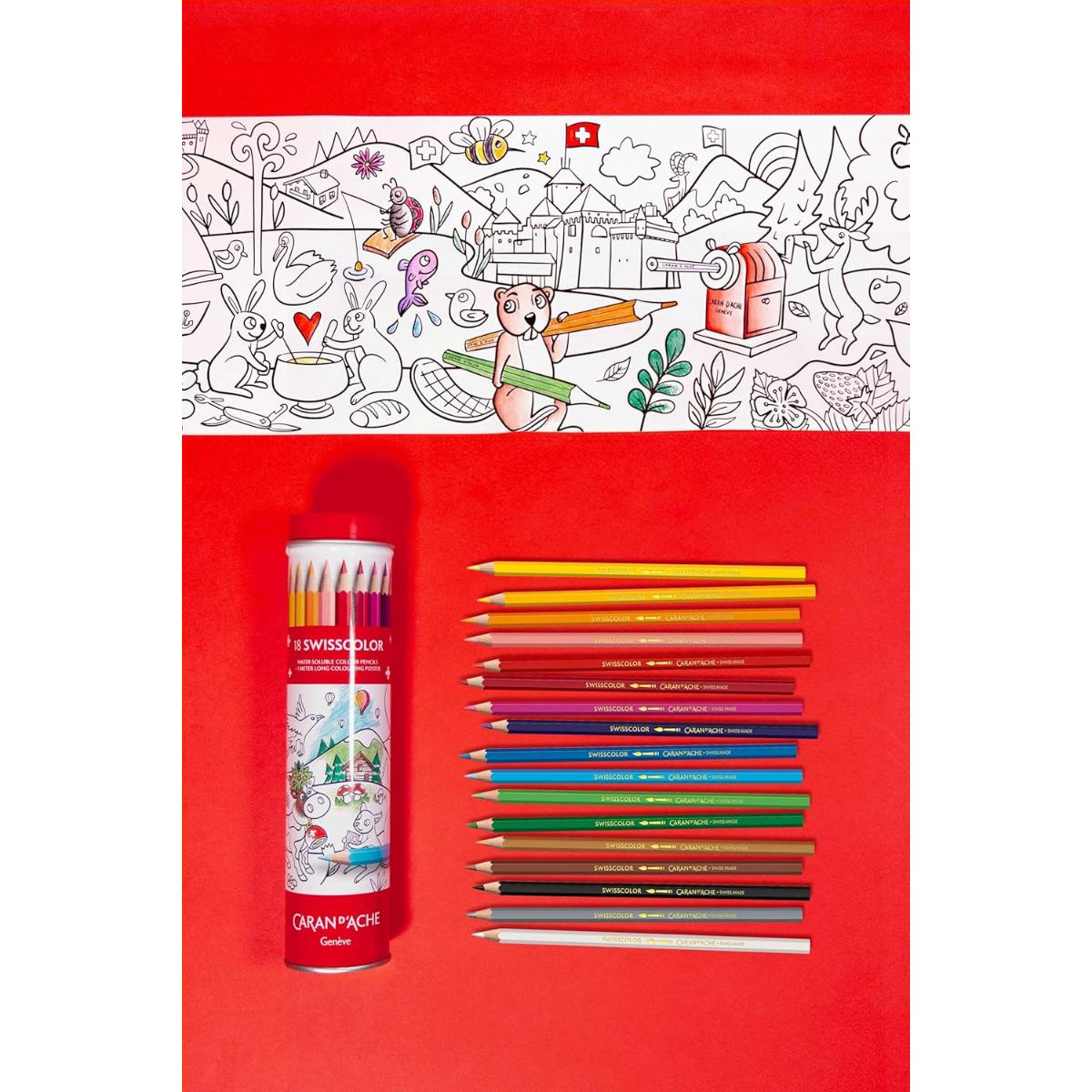 Lápis de Cor Aquarelável Caran D´Ache Swisscolor - 18 Cores Ed Limitada