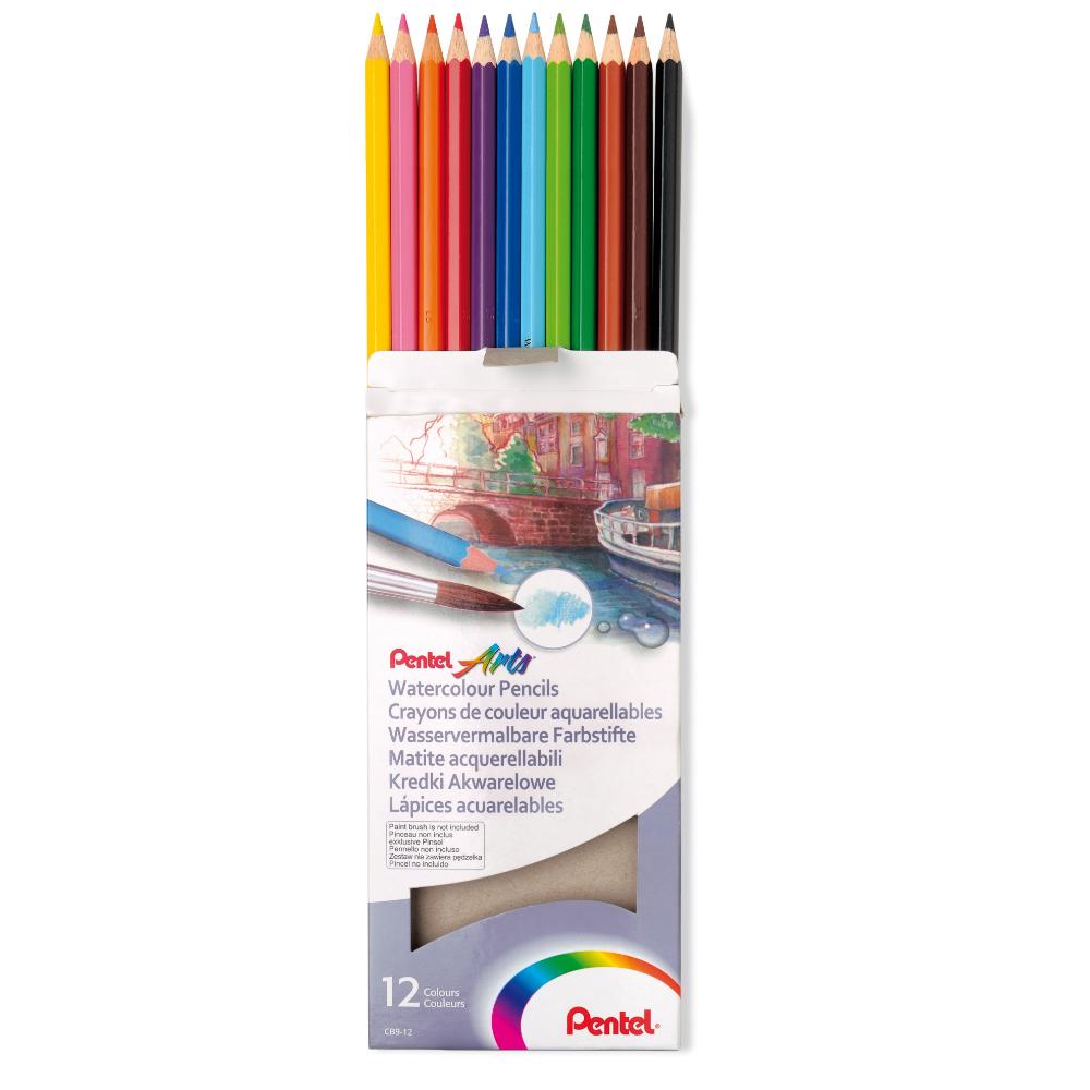 Lápis de Cor Pentel Aquarelável 12 Cores - CB9-12