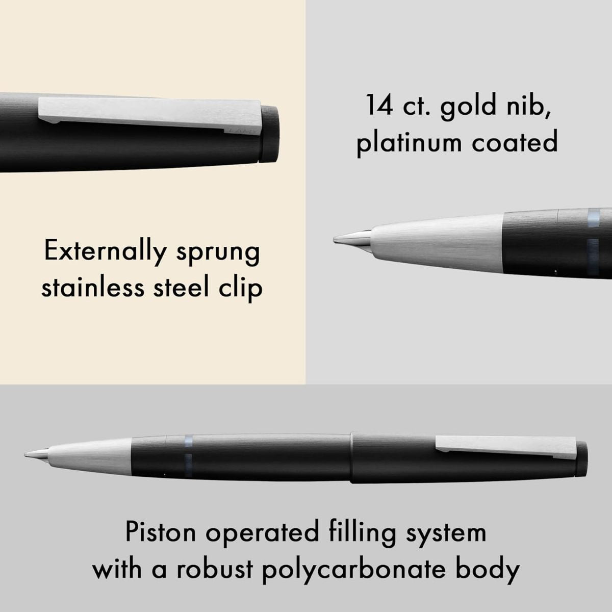 Caneta Tinteiro Lamy 2000 - Matte Black - Ponta M - 14K