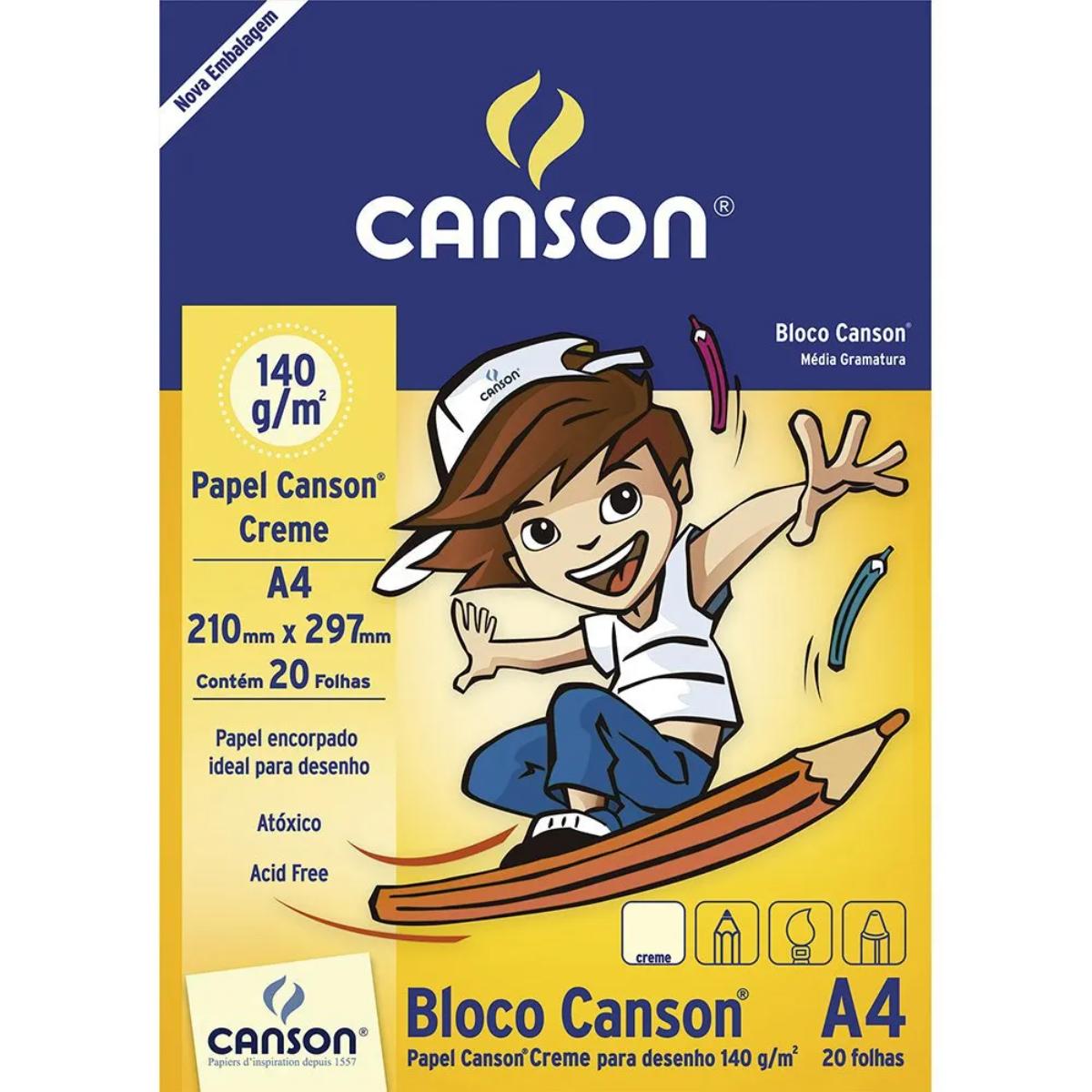 Bloco Canson A4 Creme - Escolar 140g/m2 - 20 Folhas