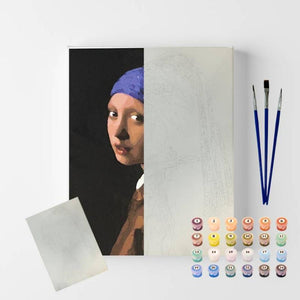 Kit Pintura Numerada em Tela - Vermeer - Moça com Brinco de Pérola - 40x50cm