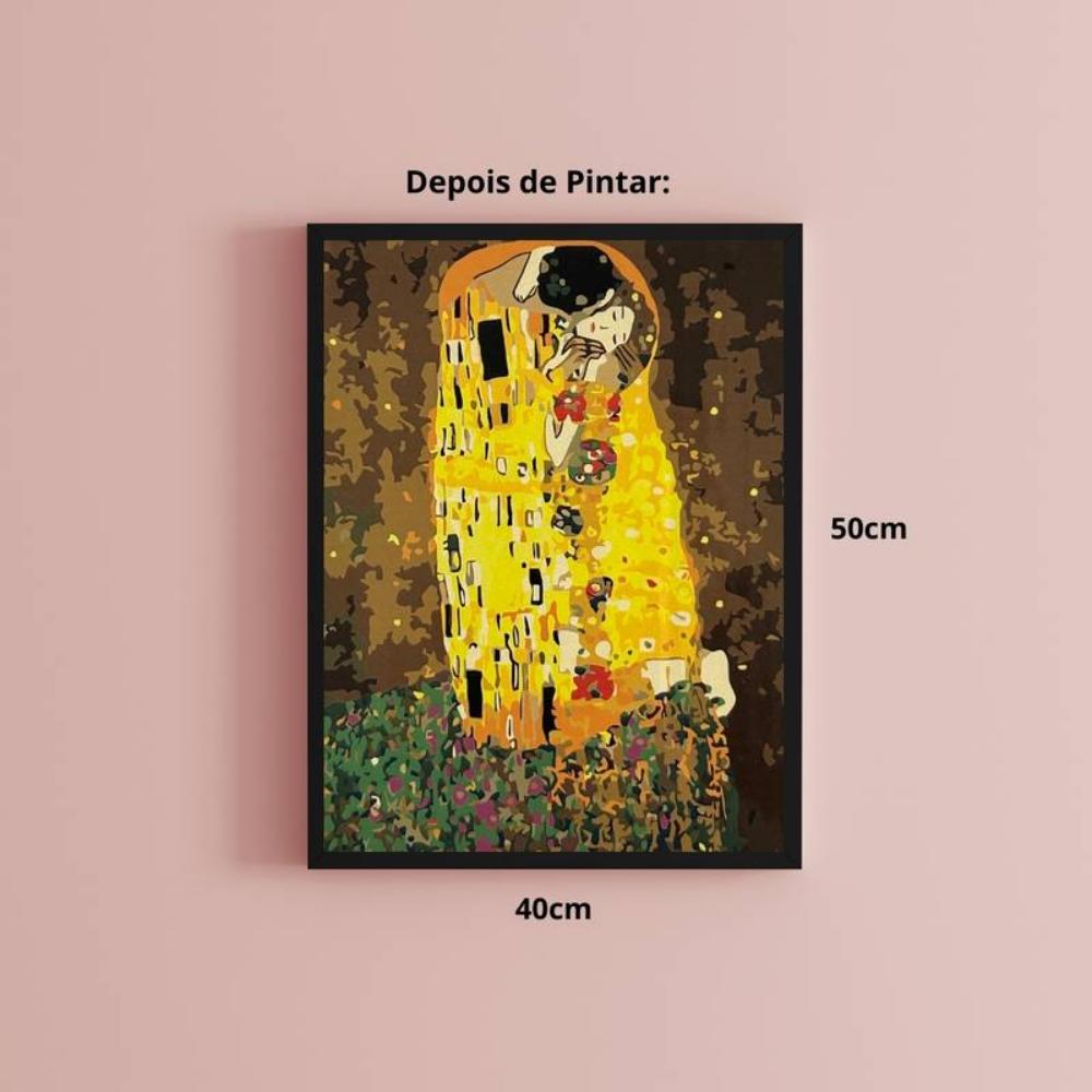 Kit Pintura Numerada em Tela - Gustav Klimt - O Beijo - 40x50cm