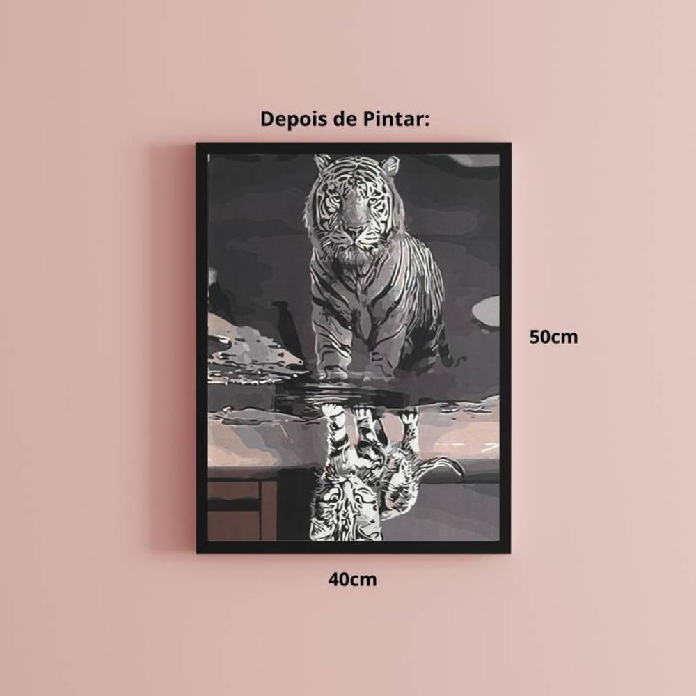 Kit Pintura Numerada em Tela - Tigre - 40x50cm
