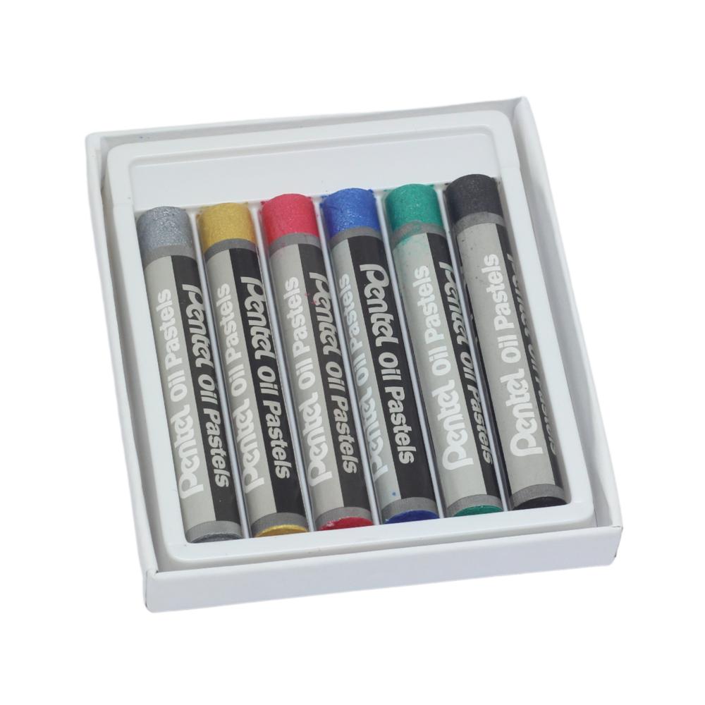 Giz Pastel Oleoso Pentel - 6 Cores Metálicas