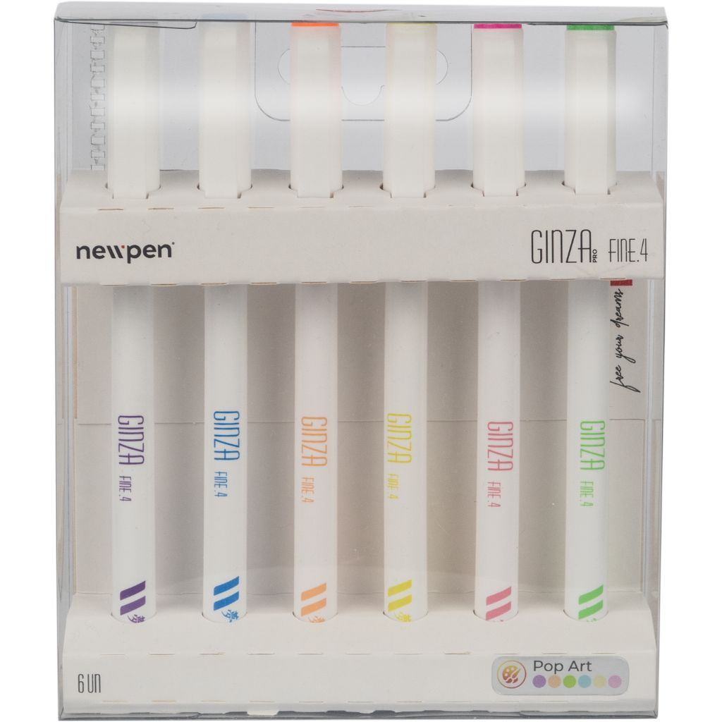 Caneta Newpen Ginza Fineliner 6 Cores - Pop Art
