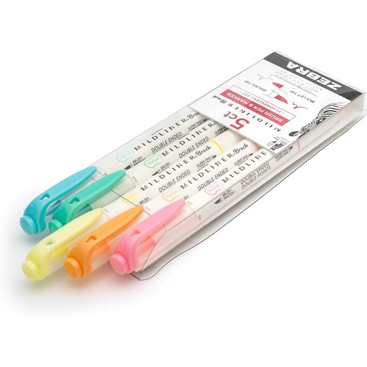 Marca Texto Zebra Mildliner - Caixa com 5 Cores Neon