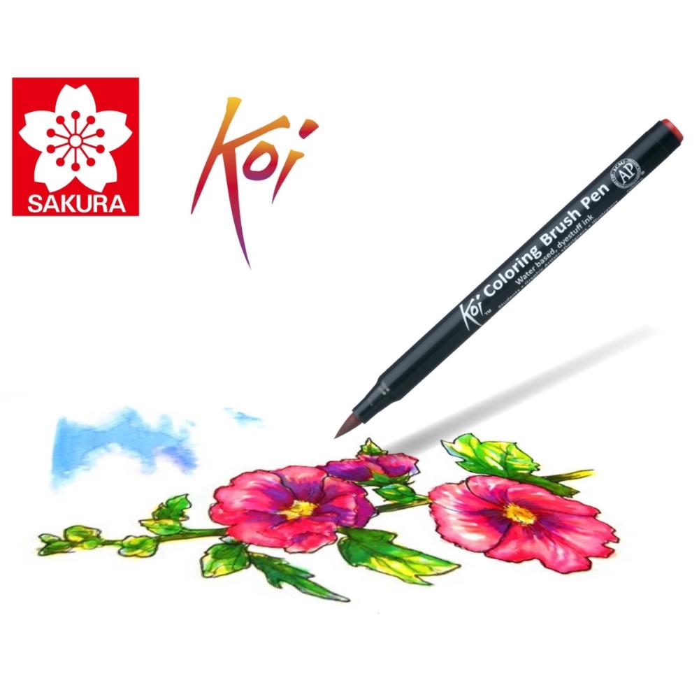 Koi Coloring Brush 6 Cores Básicas - Marcador Artístico  à Base de Água com Ponta Brush
