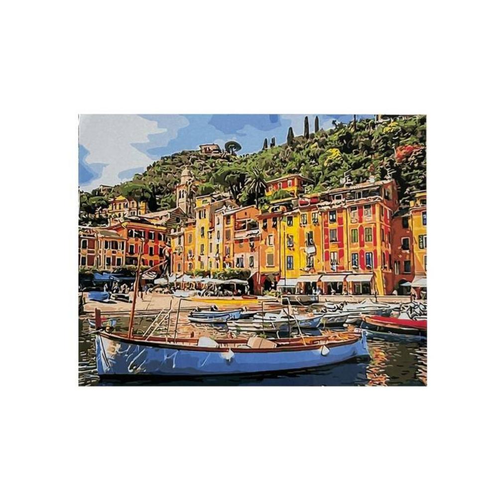 Kit Pintura Numerada em Tela - Barco na Italia - 40x50cm