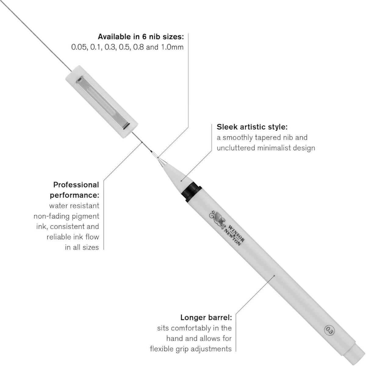 Kit Canetas Fineliner Winsor & Newton 0.3MM - 5 Unidades
