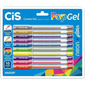 Caneta Gel Cis Pop Gel - Kit Com 10