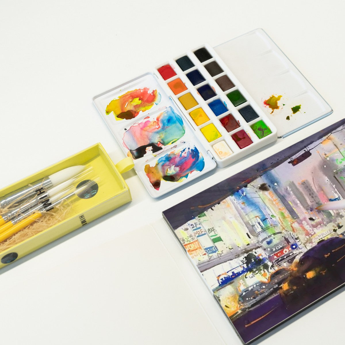 Kit Pincel para Guache HIMI com 5 – Cabo Amarelo