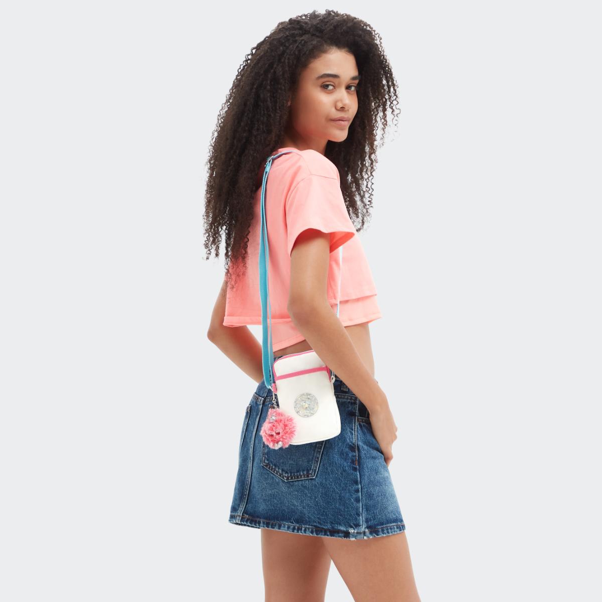 Bolsa Transversal Kipling Tally - Alabaster Lacq - Prata