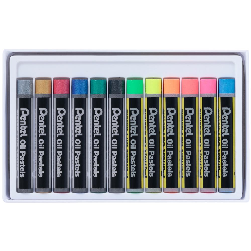 Giz Pastel Oleoso Pentel - 12 Cores Metálicas