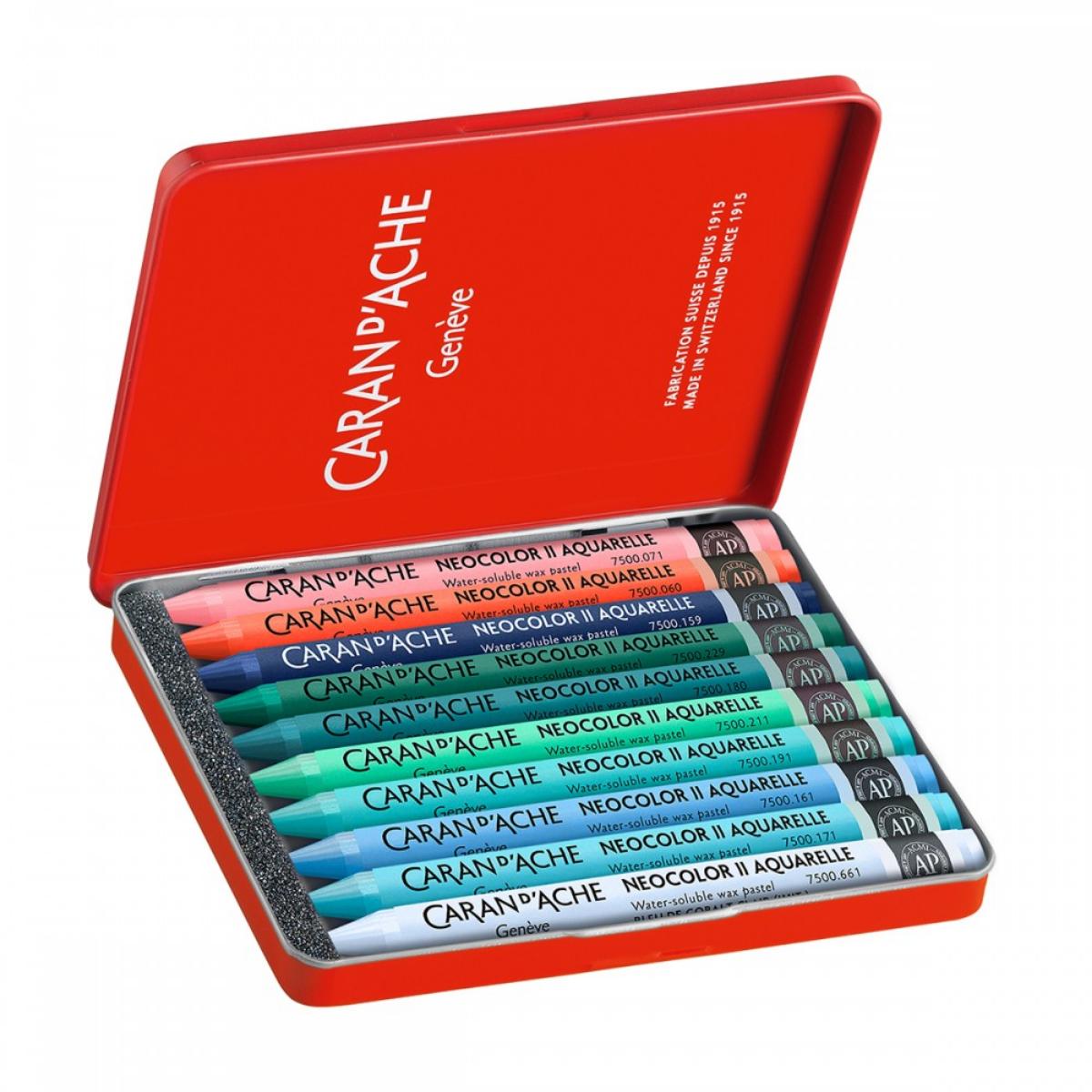 Giz Pastel Aquarelável Neocolor II - Caran D´Ache - Ed Especial Beya Rebai - 10 Tons Frios