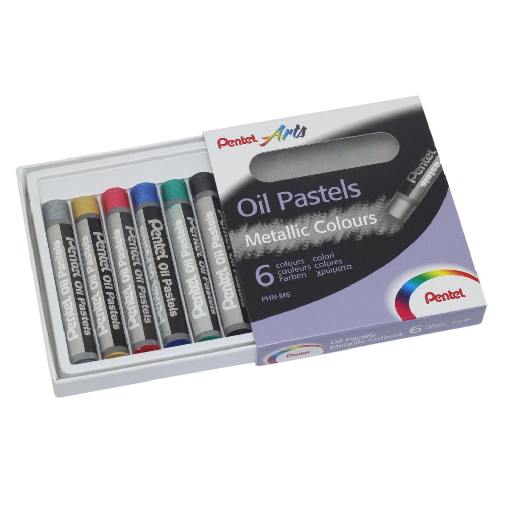 Giz Pastel Oleoso Pentel - 6 Cores Metálicas