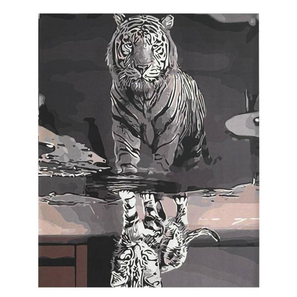 Kit Pintura Numerada em Tela - Tigre - 40x50cm