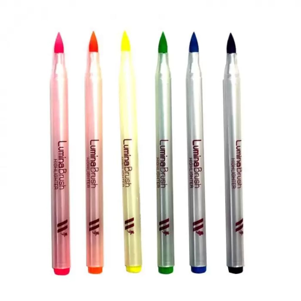 Marca Texto Brush Pen - Lumina Highliter - 6 Cores Neon