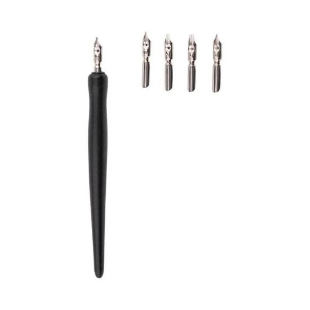 Caneta Dip Pen - Kit Caligrafia - Caneta + 5 Penas