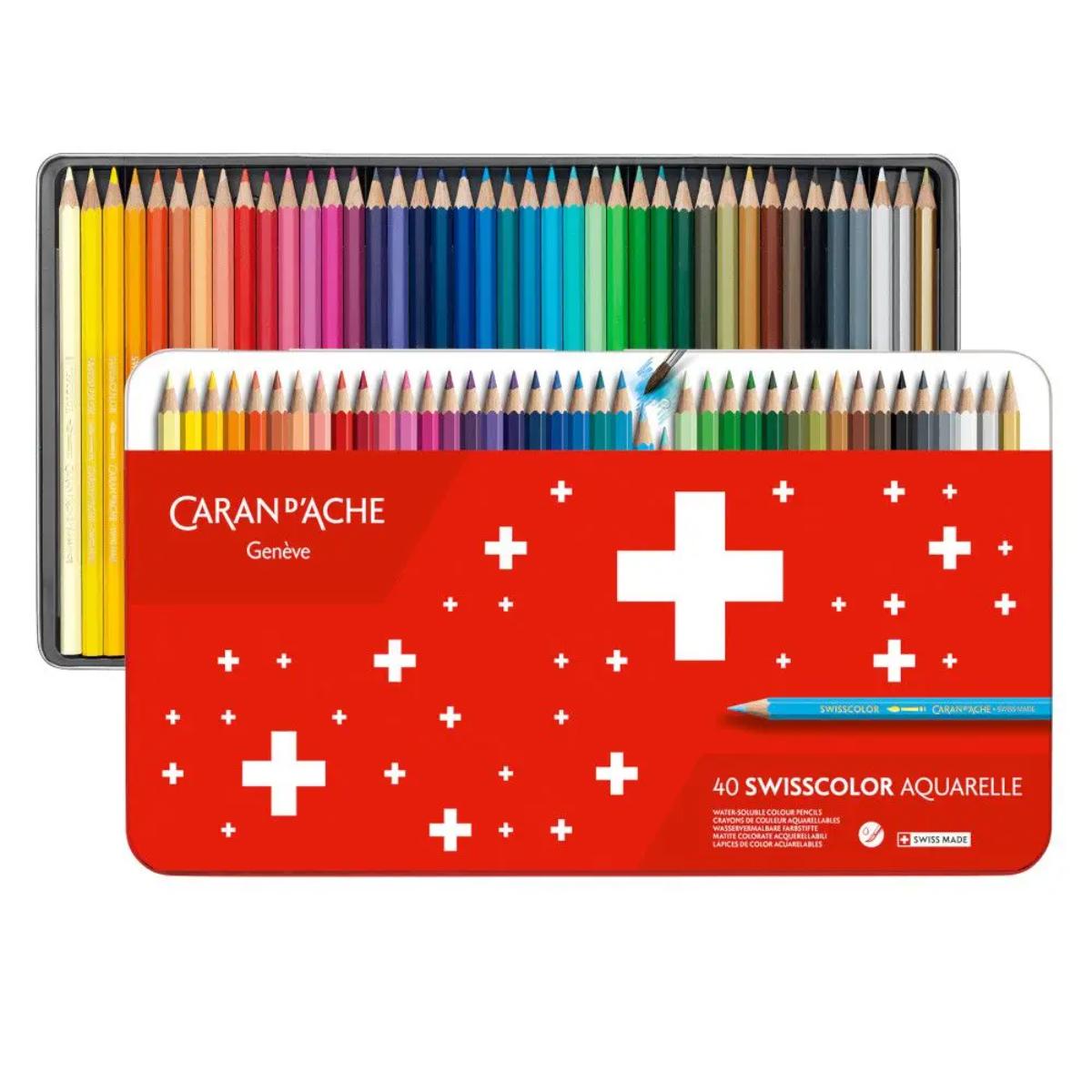Lápis de Cor Aquarelável Caran D´Ache Swisscolor - 40 Cores