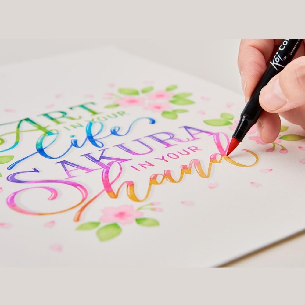 Koi Coloring Brush 6 Cores Básicas - Marcador Artístico  à Base de Água com Ponta Brush