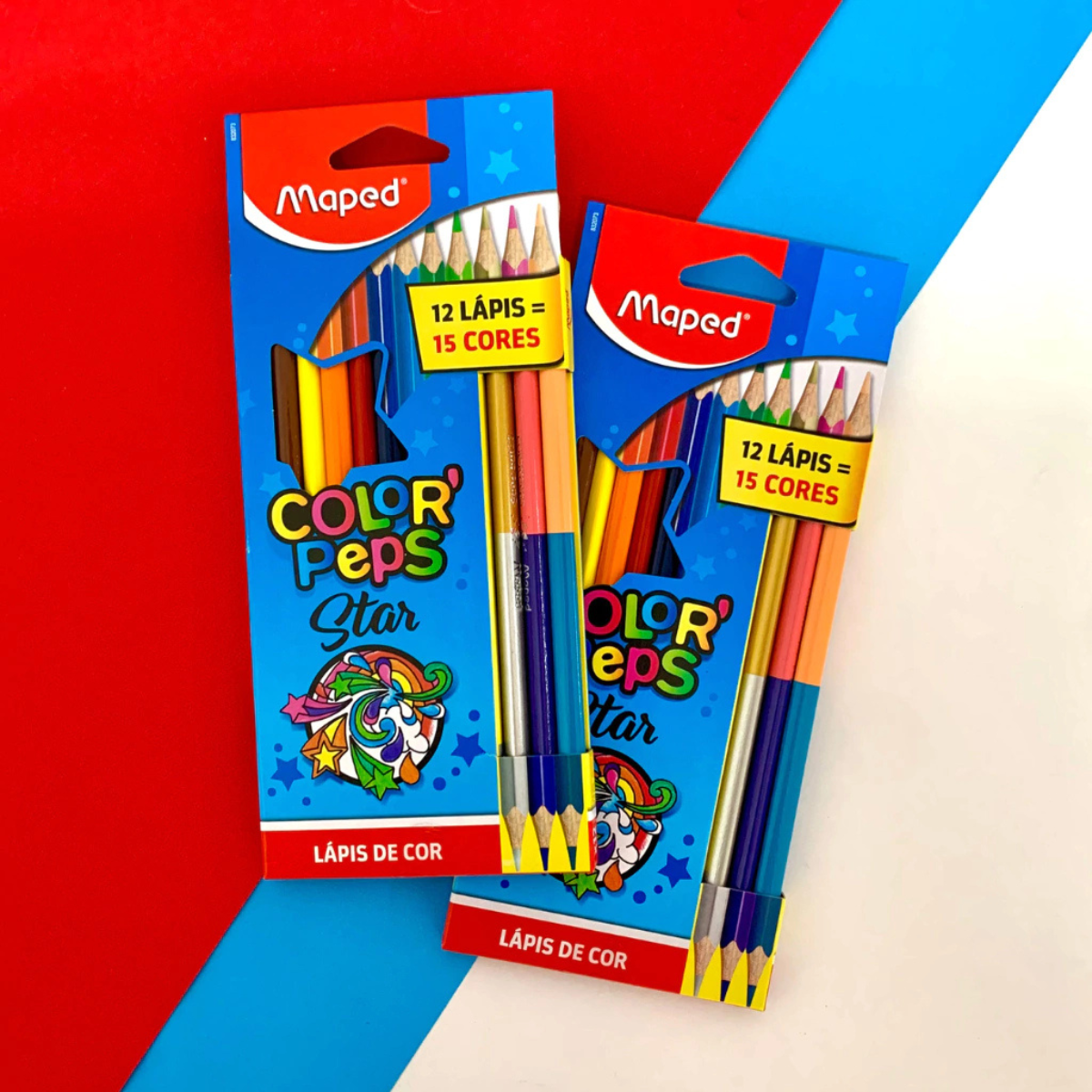 Lápis de Cor Maped Colorpeps Star - 12 Lápis - 15 Cores
