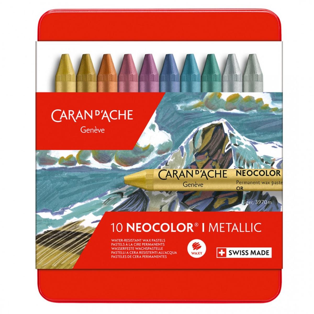 Giz Pastel Oleoso Neocolor I - Caran D´Ache - 10 Cores Metálicas