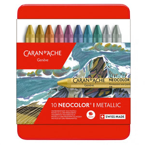 Giz Pastel Oleoso Neocolor I - Caran D´Ache - 10 Cores Metálicas