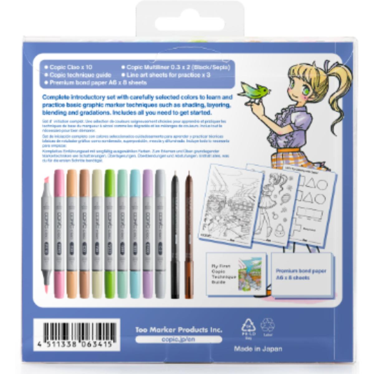 Copic Ciao - My First Copic - 10 Cores + 2 Multiliner