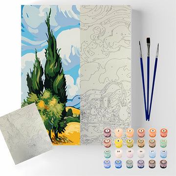 Kit Pintura Numerada em Tela - Paisagem Impressionista - 40x50cm