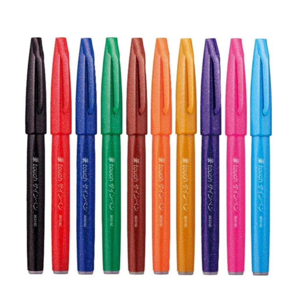 Brush Sign Pen Pentel - Estojo com 12 Cores Clássicas