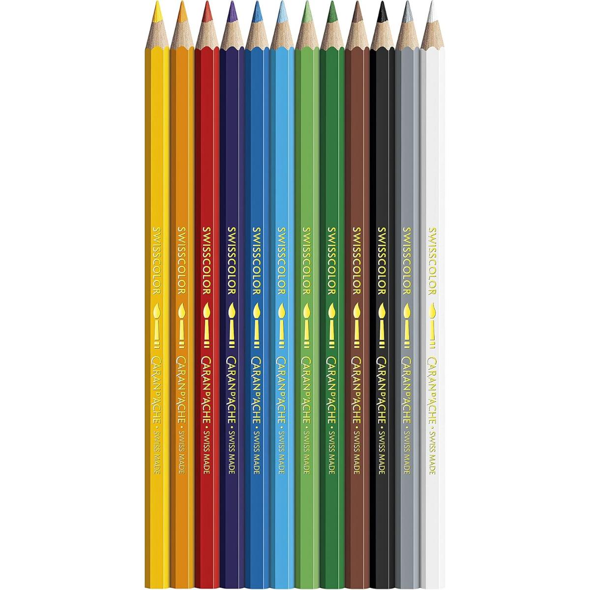 Lápis de Cor Aquarela Caran D´Ache Swisscolor - 12 Cores - Caixa Cartonada