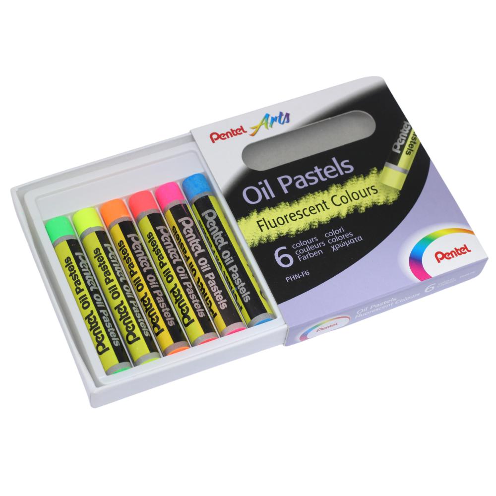 Giz Pastel Oleoso Pentel  - 6 Cores Fluorescentes