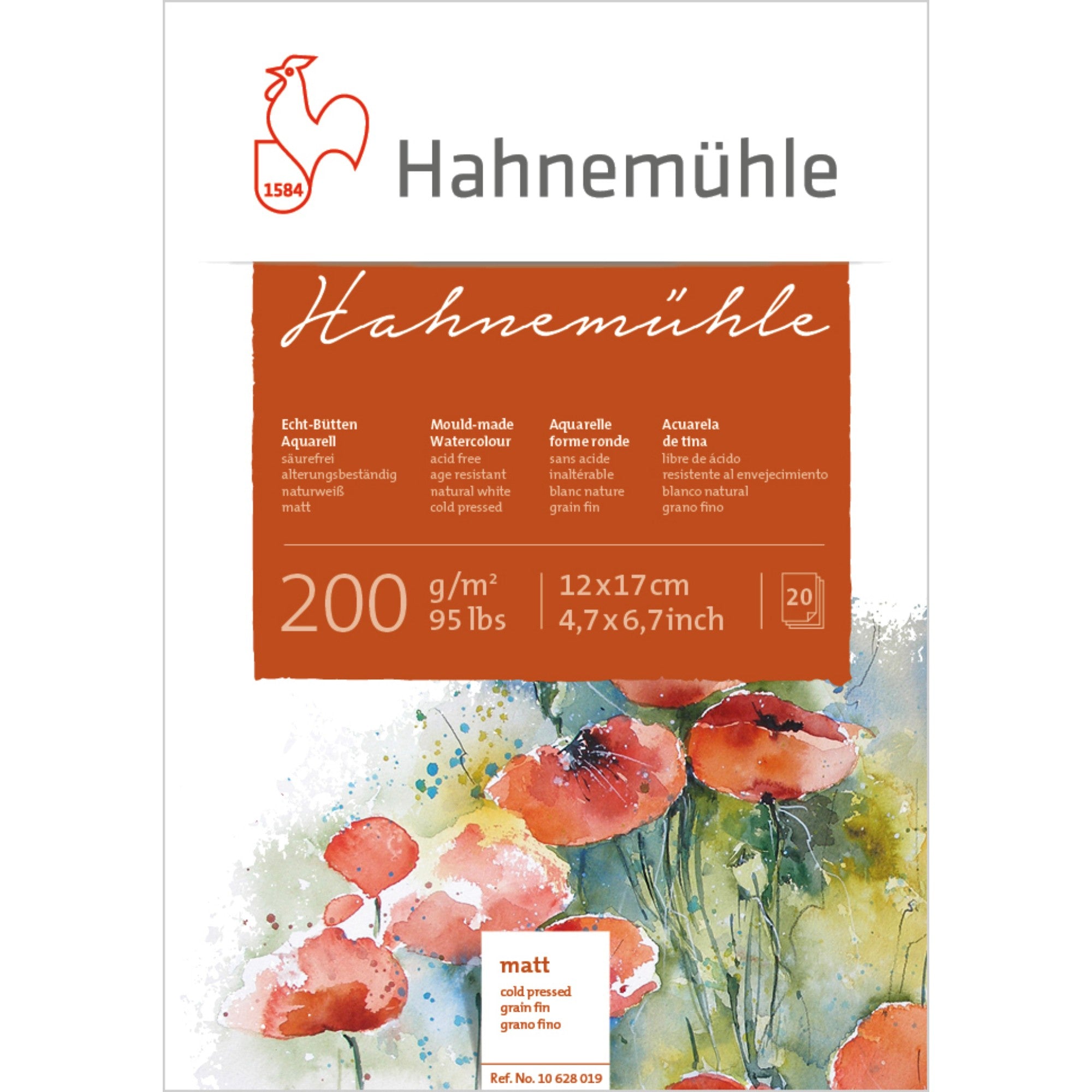 Bloco Aquarela Hahnemühle 200 - Textura Fina - 200g/m² - 12x17cm - 20fls