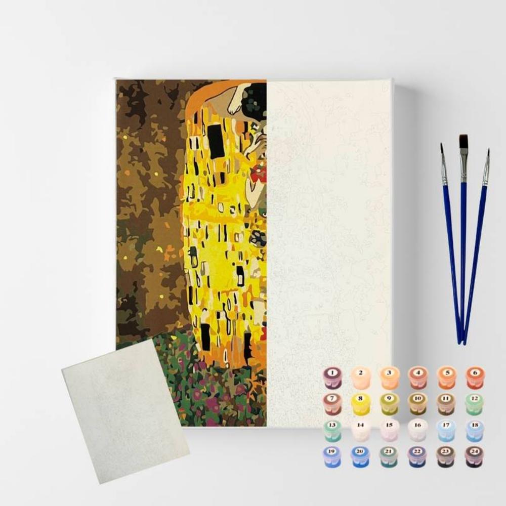 Kit Pintura Numerada em Tela - Gustav Klimt - O Beijo - 40x50cm
