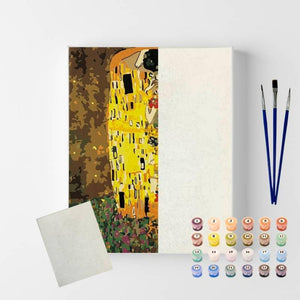 Kit Pintura Numerada em Tela - Gustav Klimt - O Beijo - 40x50cm